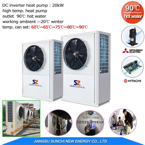 Runnig At Amb 20c Industrial Drectly Heating Cop3 2 Outlet 90c Hot Water High Temp Water