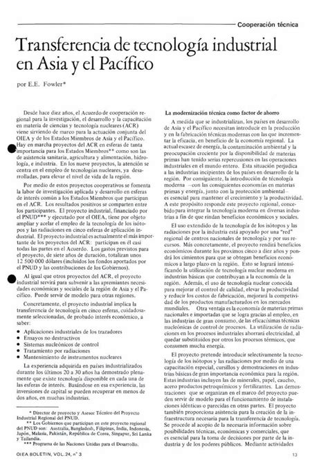 Pdf Cooperaci N T Cnica Transferencia De Tecnolog A Industrial