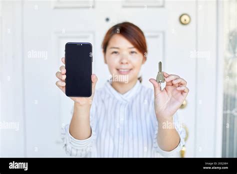 Happy Japanese Woman At Home Stock Photo Alamy