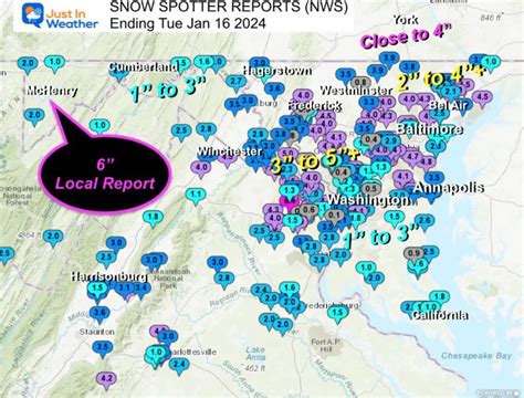 Snow Report Ending January 16 For Maryland Virginia And Pennsylvania