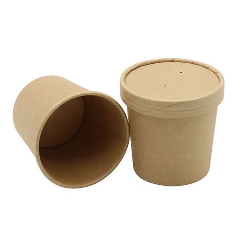 Biodegradable Disposable Oz Ice Cream Paper Cup Hot Soup Cup Kraft Soup Containers With Lids