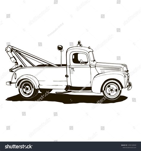 Vintage Tow Truck Vector Illustration Monogram Stock Vector Royalty