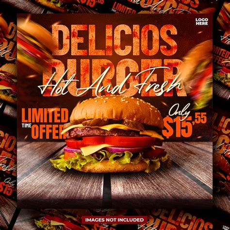 Premium Psd Psd Delicious Burger Food Menu Web Banner And Social