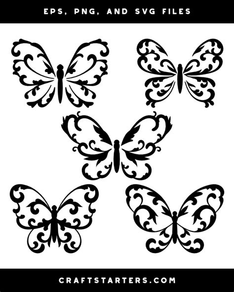 Filigree Butterfly Silhouette Clip Art