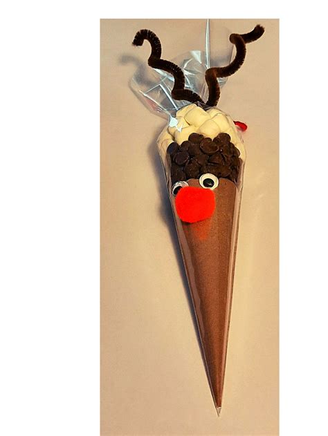Reindeer Hot Cocoa Cone Christmas Party Favor Hot Chocolate Gift Stocking Stuffer Holiday
