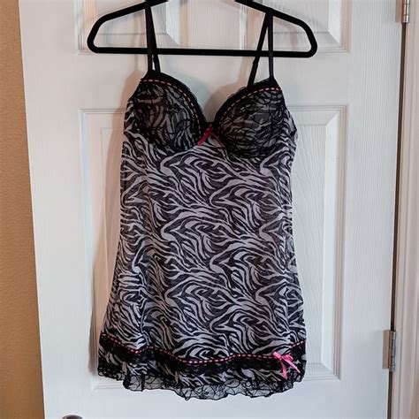 Per Lei Intimates Sleepwear Per Lei Babydoll Zebra Mesh Lace Lingerie Teddy Poshmark