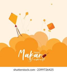 Vector Illustration Makar Sankranti Kite Flying Stock Vector (Royalty ...