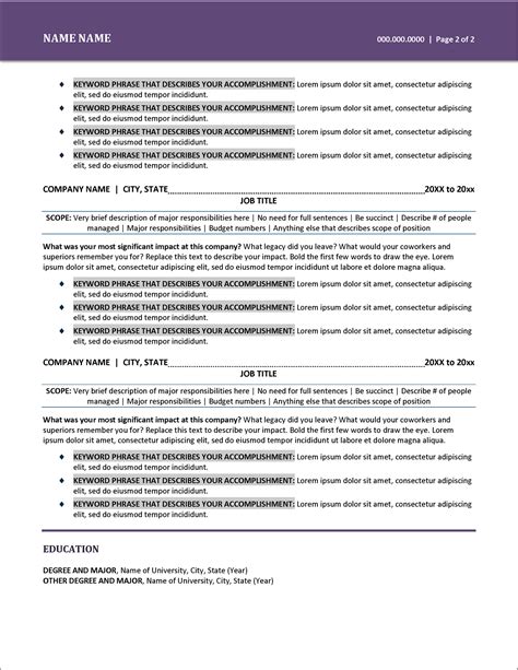 Downloadable C Suite Resume Template For Microsoft Word