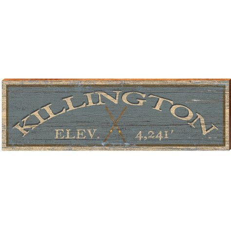 Killington Ski Elevation Blue | Wall Art Print on Real Wood