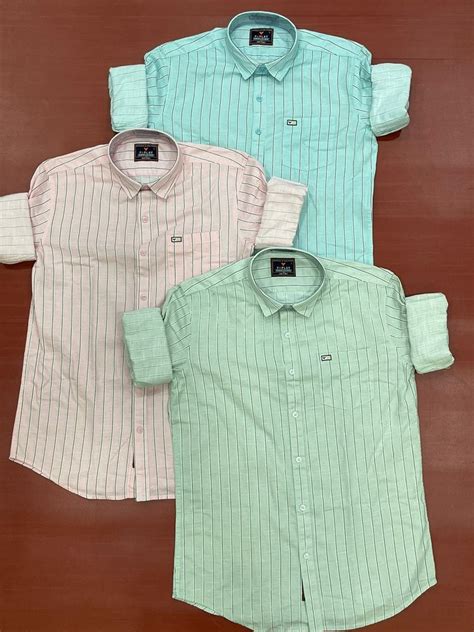 Vertical Stripes Mens Cotton Striped Shirts Full Sleeves Casual At