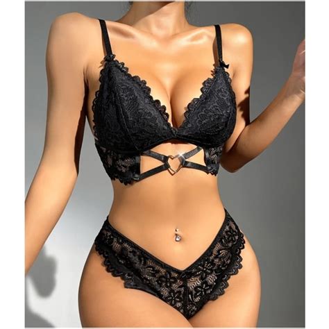 Intimates Sleepwear Sexy Floral Lace Heart Lingerie Pajamas Set Poshmark