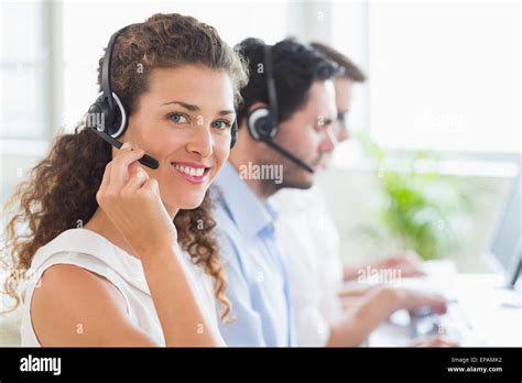 Confident Female Call Center Agent Stock Photo Alamy