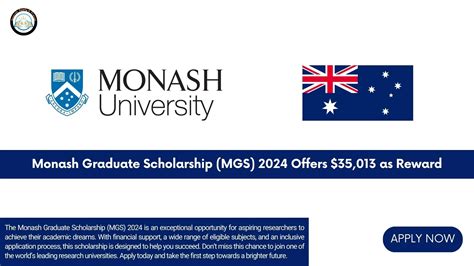 Monash Graduate Scholarship Mgs 2024 Offers 35013 As Reward