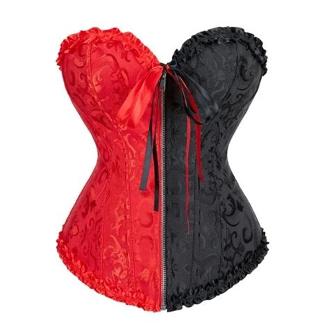 Women Corset Top Overbust Floral Zipper Sexy Lingerie Gothic Vintage Satin Burlesque Body Shaper