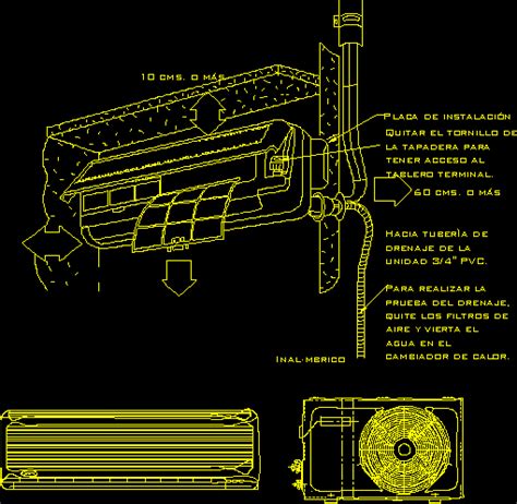 Detalle De Aire Acondicionado Mini Split En AutoCAD Librería CAD