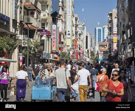 People Walking On Street In Alsancak Izmir Aegean Region Turkey