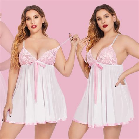 Sexy Lingerie Women S Lace Babydoll Sleepwear Chemise Underwear Outfit Plus Size EBay