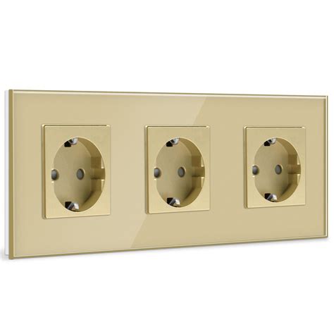 Розетка тройная 3 поста 16А 250В рамка стекло Золотой,228mm - купить по ...