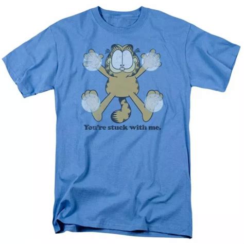 GARFIELD STUCK T-SHIRT Cat Jim Davis Comics Carolina Blue £6.53 ...