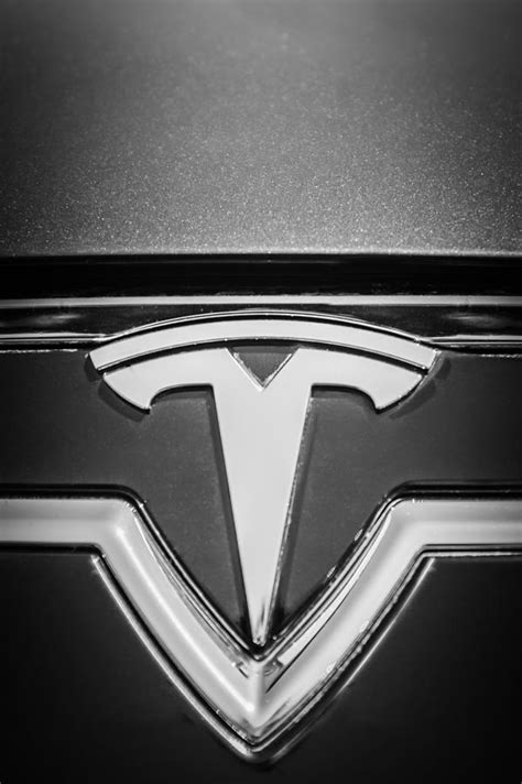 2013 Tesla Model S Emblem -0122bw2 Photograph by Jill Reger