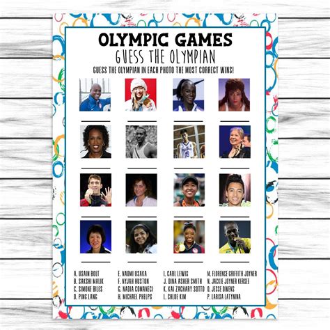 Olympics Athlete Quiz Game, Printable or Virtual Olympics Activity