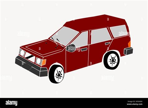 Red Car Collage Element Transport Illustration Vector Stock Vector