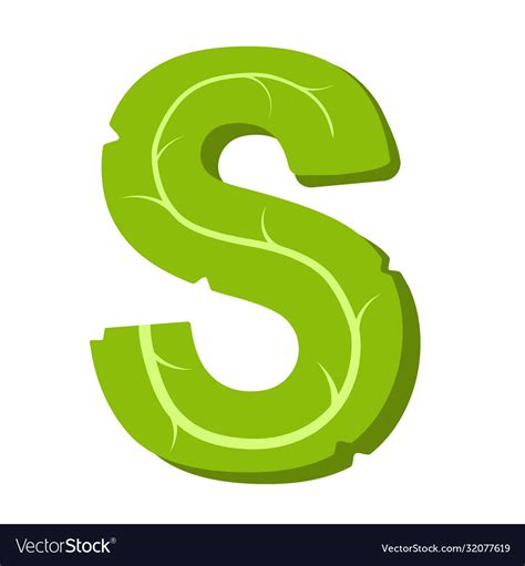 Letter S Green Leaves Summer Alphabet Royalty Free Vector