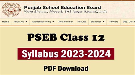 PSEB Class 12 Syllabus 2023 24 PDF Arts Commerce Science Taja