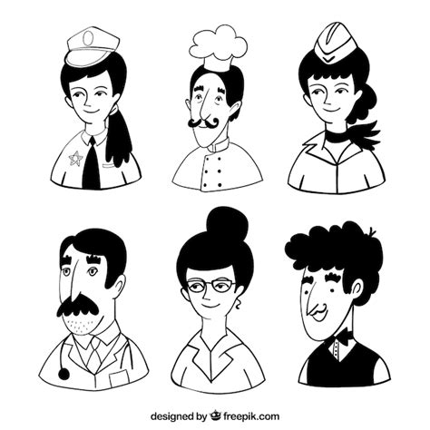 Cartoon avatars with classic style | Free Vector