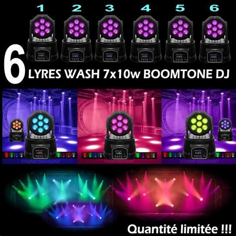 6 LYRES MOVING WASH 7X10 SPEED BOOMTONE DJ PUISSANTES ET TRES RAPIDES