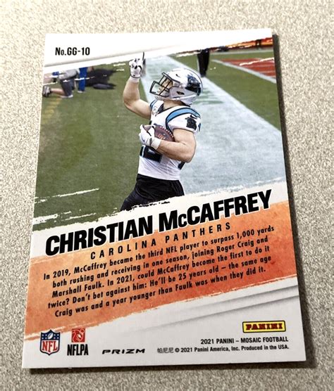 2021 Panini Mosaic Got Game Green Prizm GG 10 Christian McCaffrey