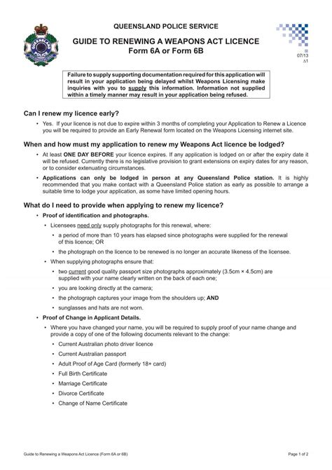 Form 6a6b Application To Renew A Weapons Licence