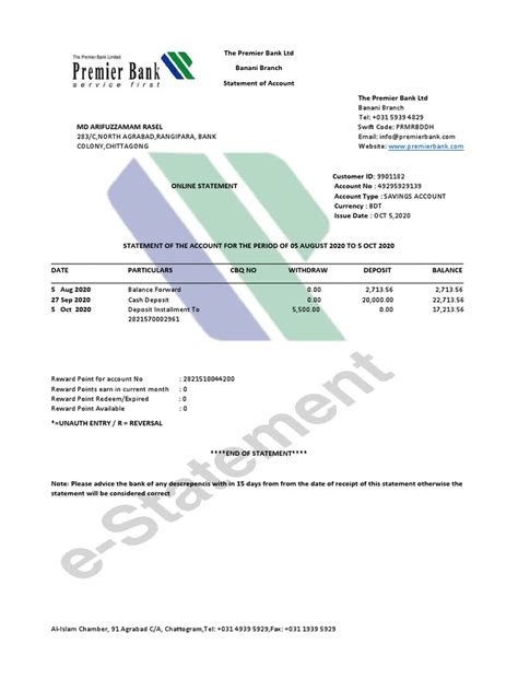 premier bank  banks deposit account