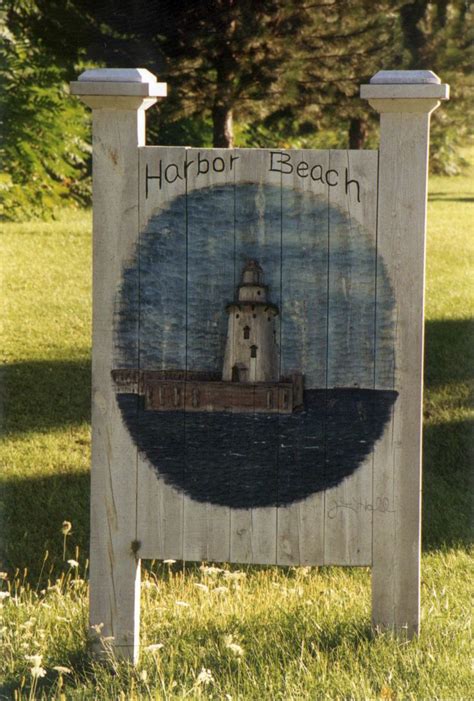 Harbor Beach Lighthouse Sign Harbor Beach Mi Harbor Beach Lake