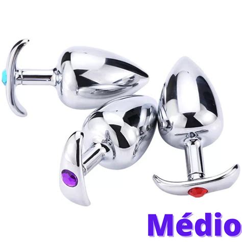 Plug Anal de Luxo Alça de segurança e Joia Tamanho M Shopee Brasil