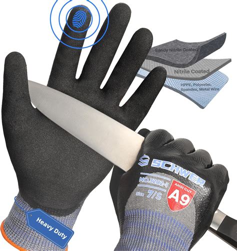 ANSI A9 Highest Level Cut Resistant Work Gloves, Highest Level Abrasion