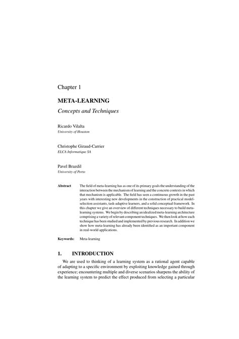 Pdf Meta Learning Concepts And Techniques