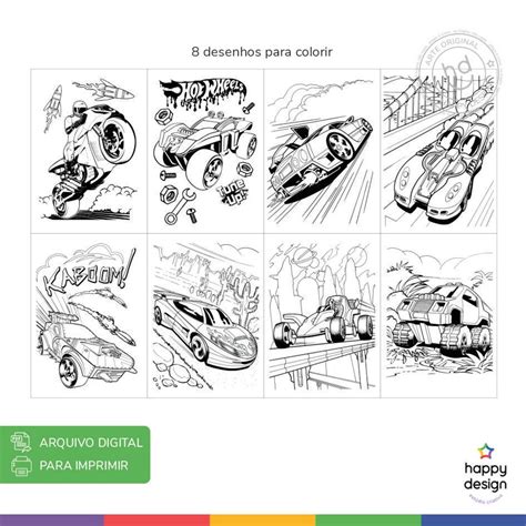 Kit De Colorir Hot Wheels Arte Digital Elo