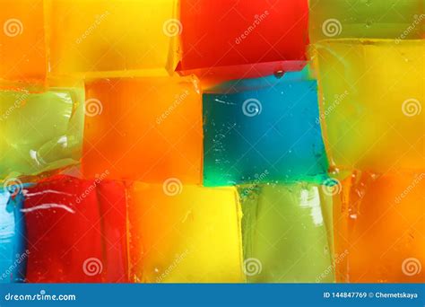 Tasty Natural Jelly Cubes As Background Stock Image Image Of Colorful