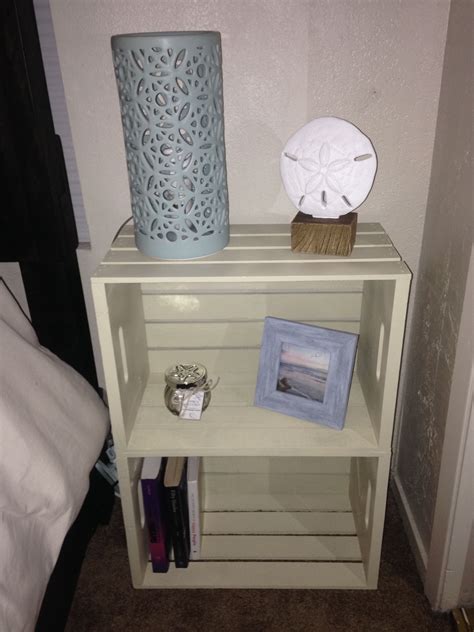 My DIY wood crate night stand.. ️ | Wooden crates nightstand, Beach