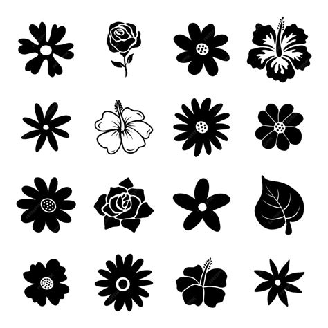 Premium Vector Set Of Flower Silhouette Vector