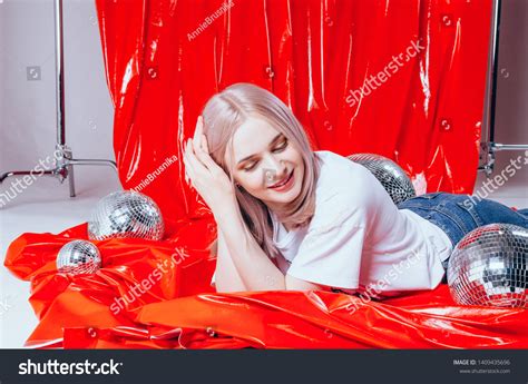 Beautiful Blonde Girl Lying On Floor Stock Photo Shutterstock