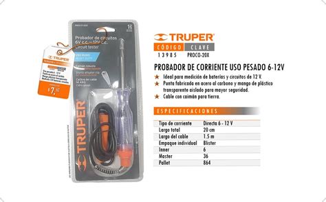 Probador De Corriente Uso Pesado 6 12 Truper 13985 Proco 20x Mercadolibre