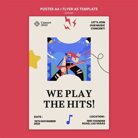 Нарисованный от руки плакат музыкального концерта | Бесплатно PSD Файл