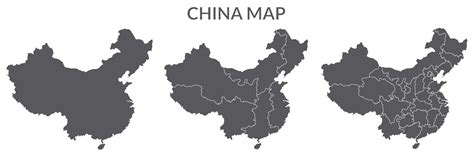 China Map Map Of China In Grey Set 40350627 Vector Art At Vecteezy