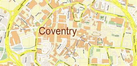 Coventry Uk Map Vector City Plan High Detailed Street Map Editable