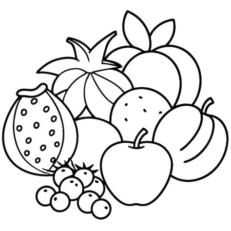 fruits doodle style outline coloring book page  art drawing
