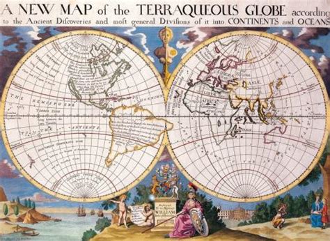 Antique World Map Of Continents And Oceans Poster Arthipo