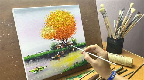 How To Draw Abstract River Scenery With Oil Painting Amazing Oil