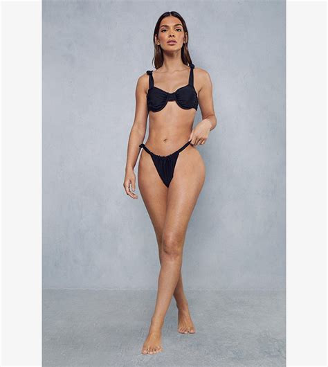 Buy MissPap Knot Detail Ruched Bikini Set In Black 6thStreet UAE